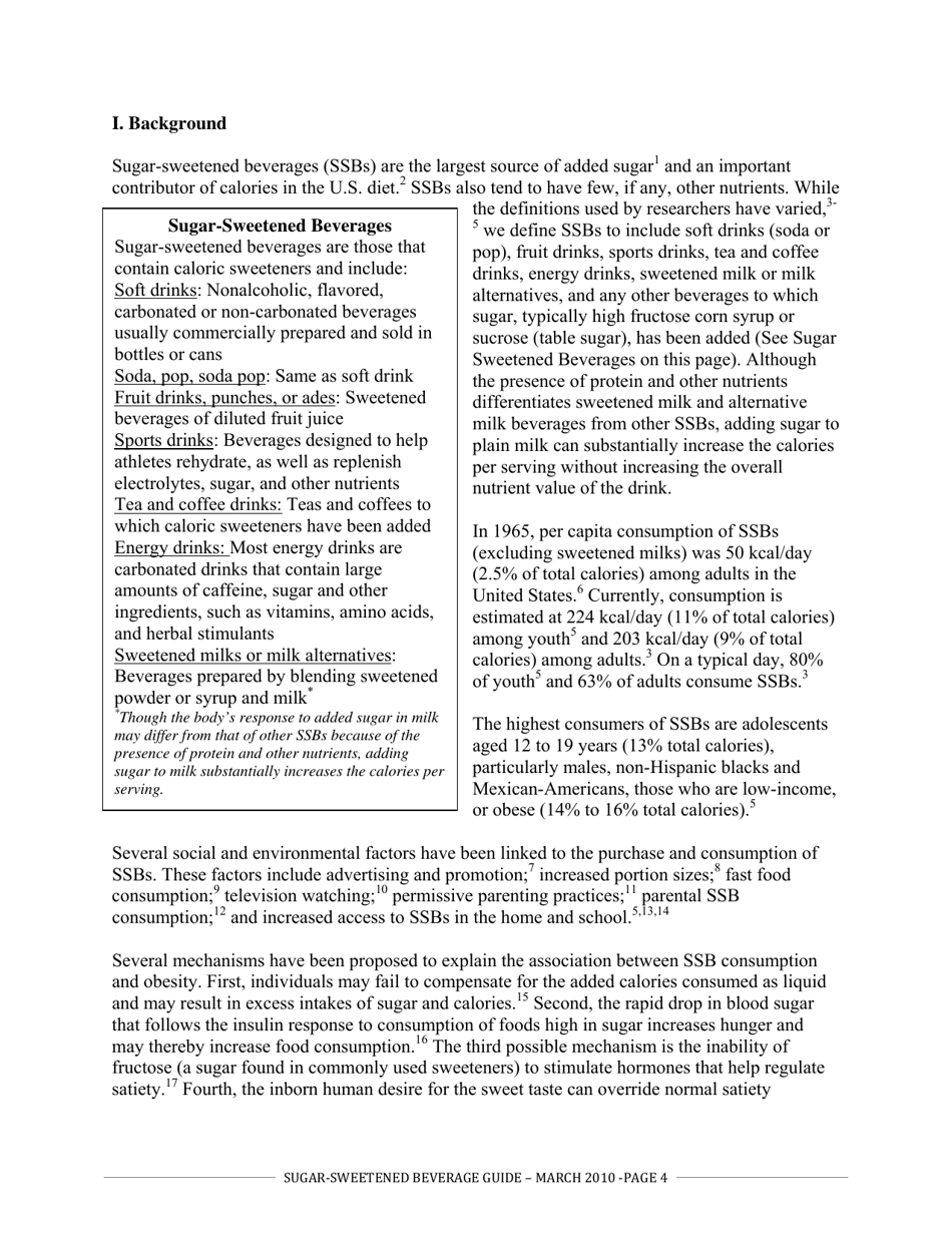 The CDC Guide to Strategies for Reducing the Consumption of Sugar-Sweetened Beverages, Page 4