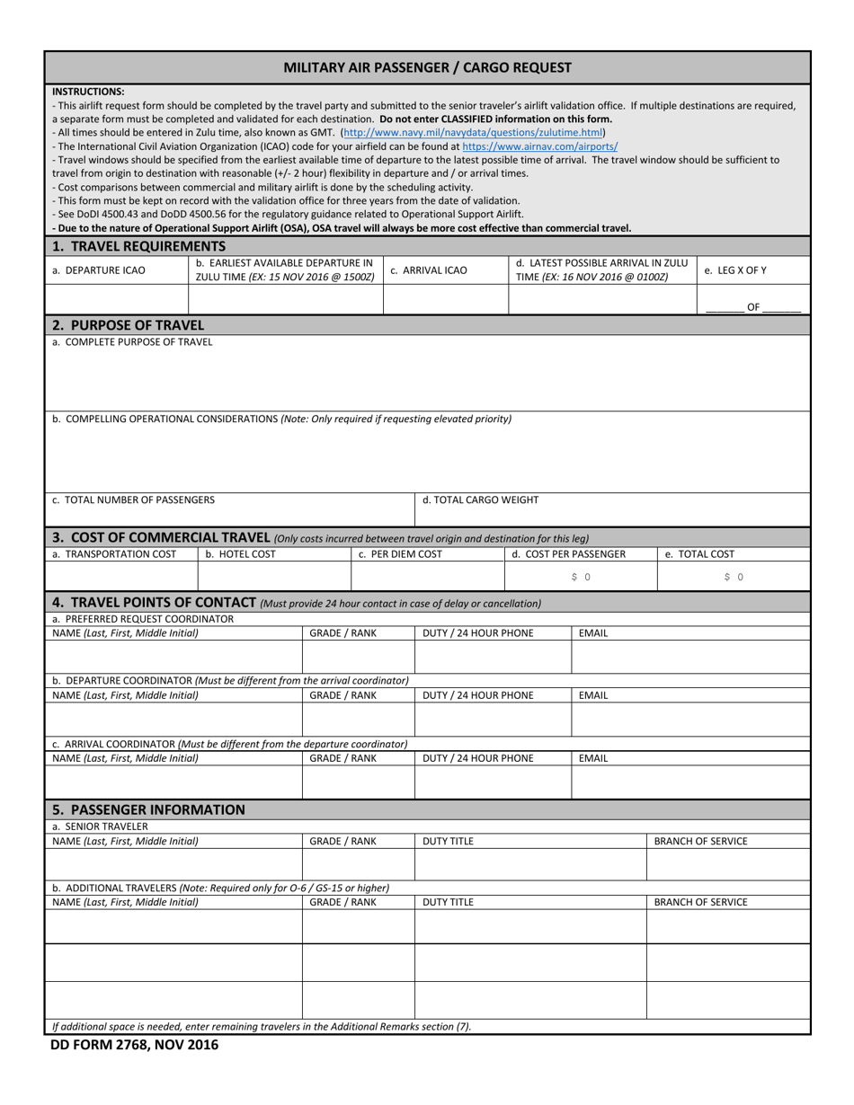 DD Form 2768 Download Fillable PDF Or Fill Online Military Air