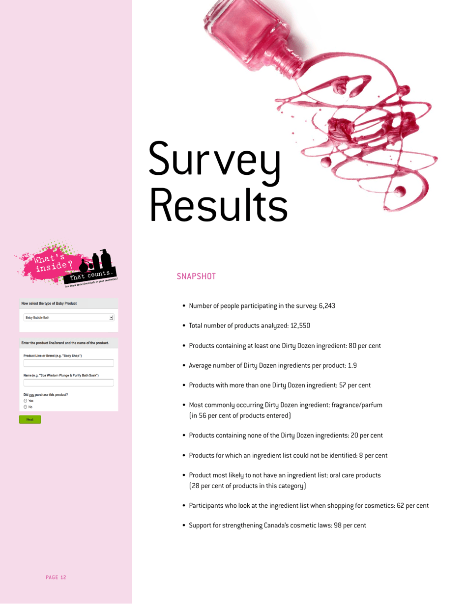 Whats Inside? That Counts a Survey of Toxic Ingredients in Our Cosmetics - David Suzuki Foundation, Page 12