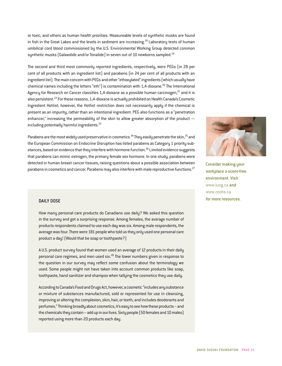 Whats Inside? That Counts a Survey of Toxic Ingredients in Our Cosmetics - David Suzuki Foundation, Page 15