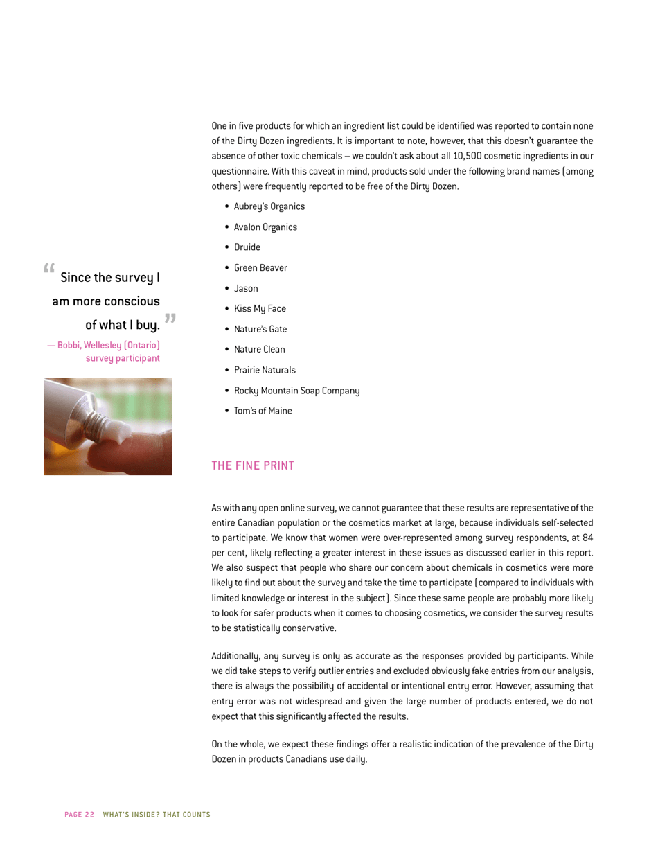 Whats Inside? That Counts a Survey of Toxic Ingredients in Our Cosmetics - David Suzuki Foundation, Page 22