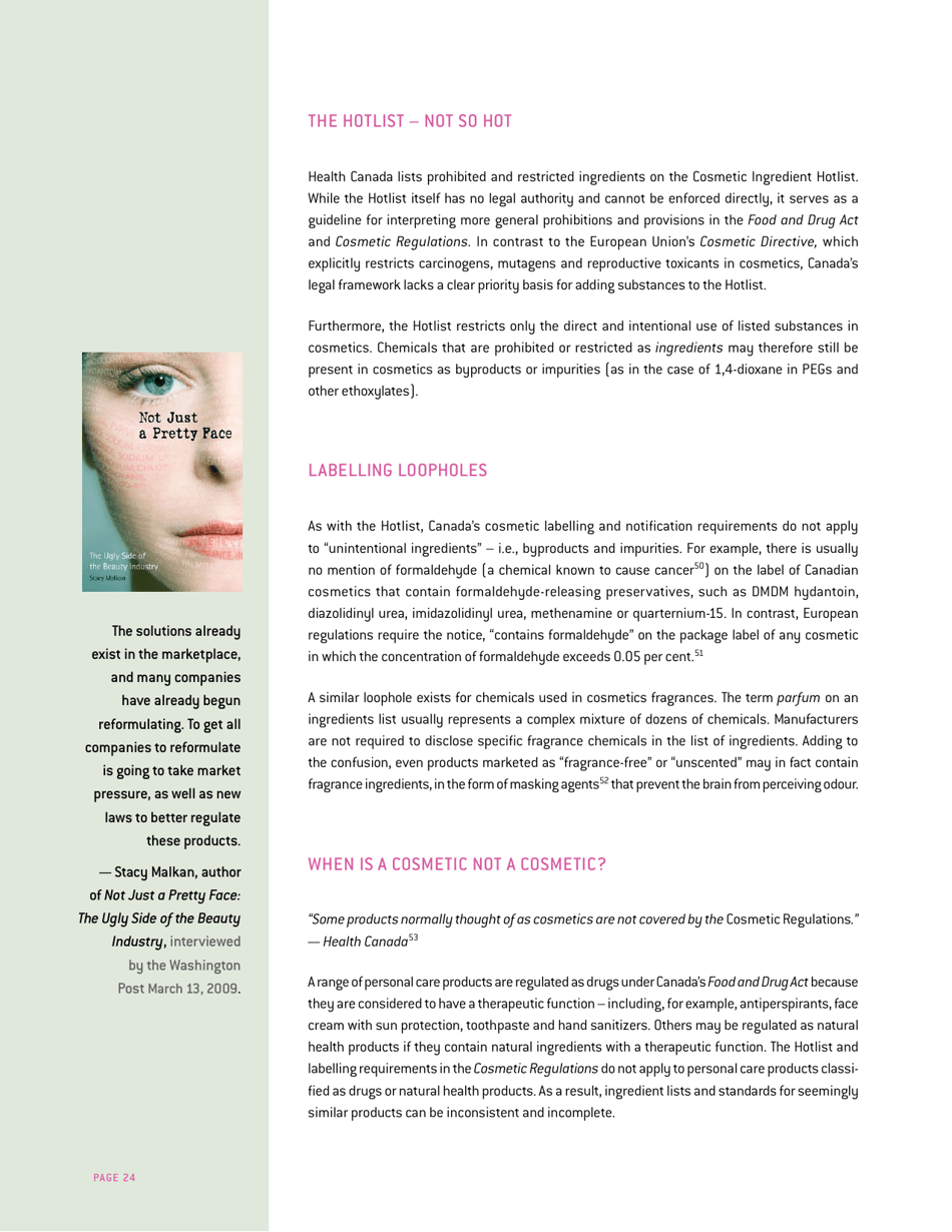 Whats Inside? That Counts a Survey of Toxic Ingredients in Our Cosmetics - David Suzuki Foundation, Page 24