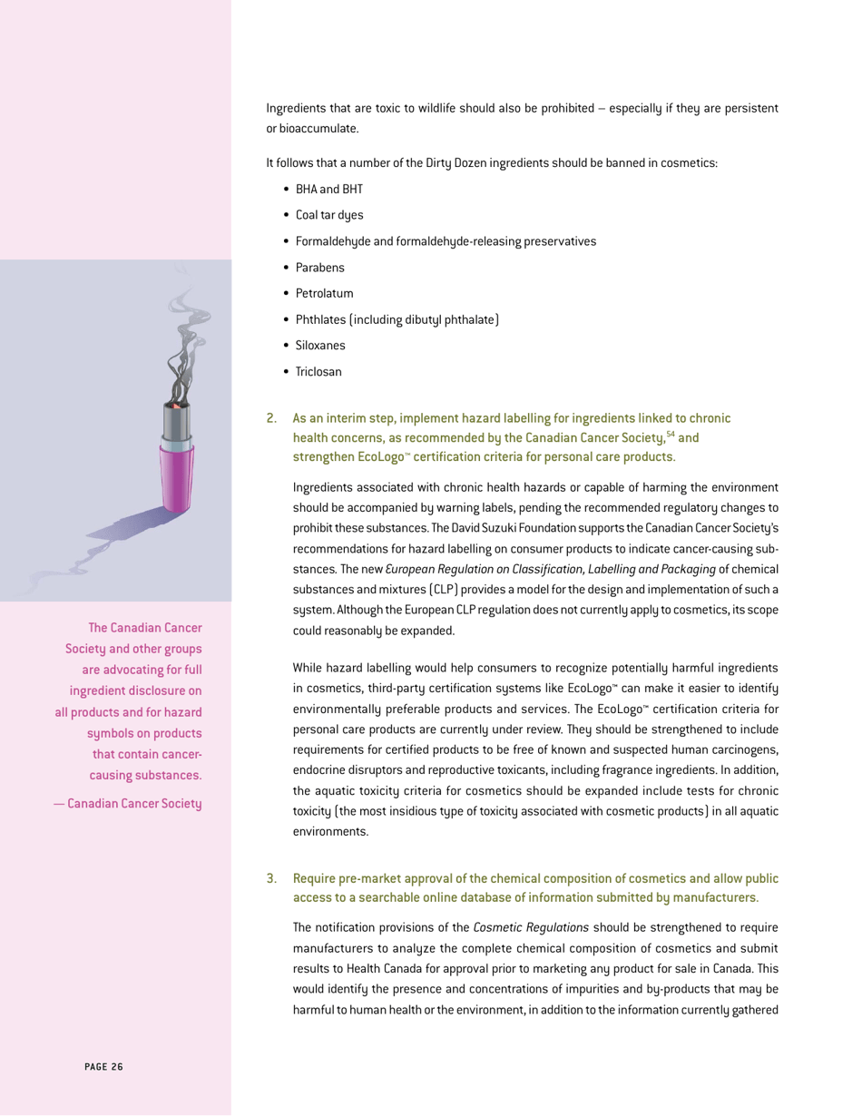 Whats Inside? That Counts a Survey of Toxic Ingredients in Our Cosmetics - David Suzuki Foundation, Page 26