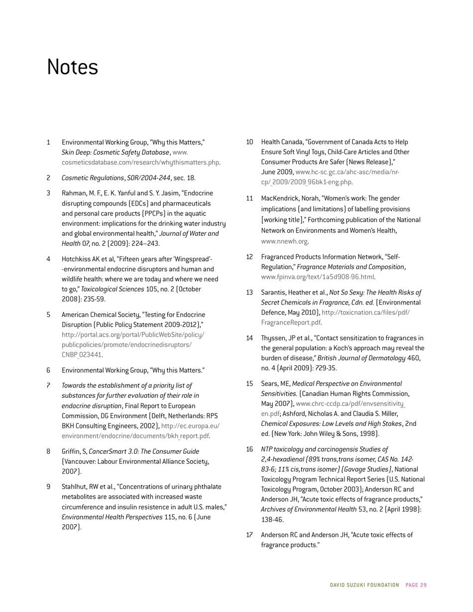 Whats Inside? That Counts a Survey of Toxic Ingredients in Our Cosmetics - David Suzuki Foundation, Page 29