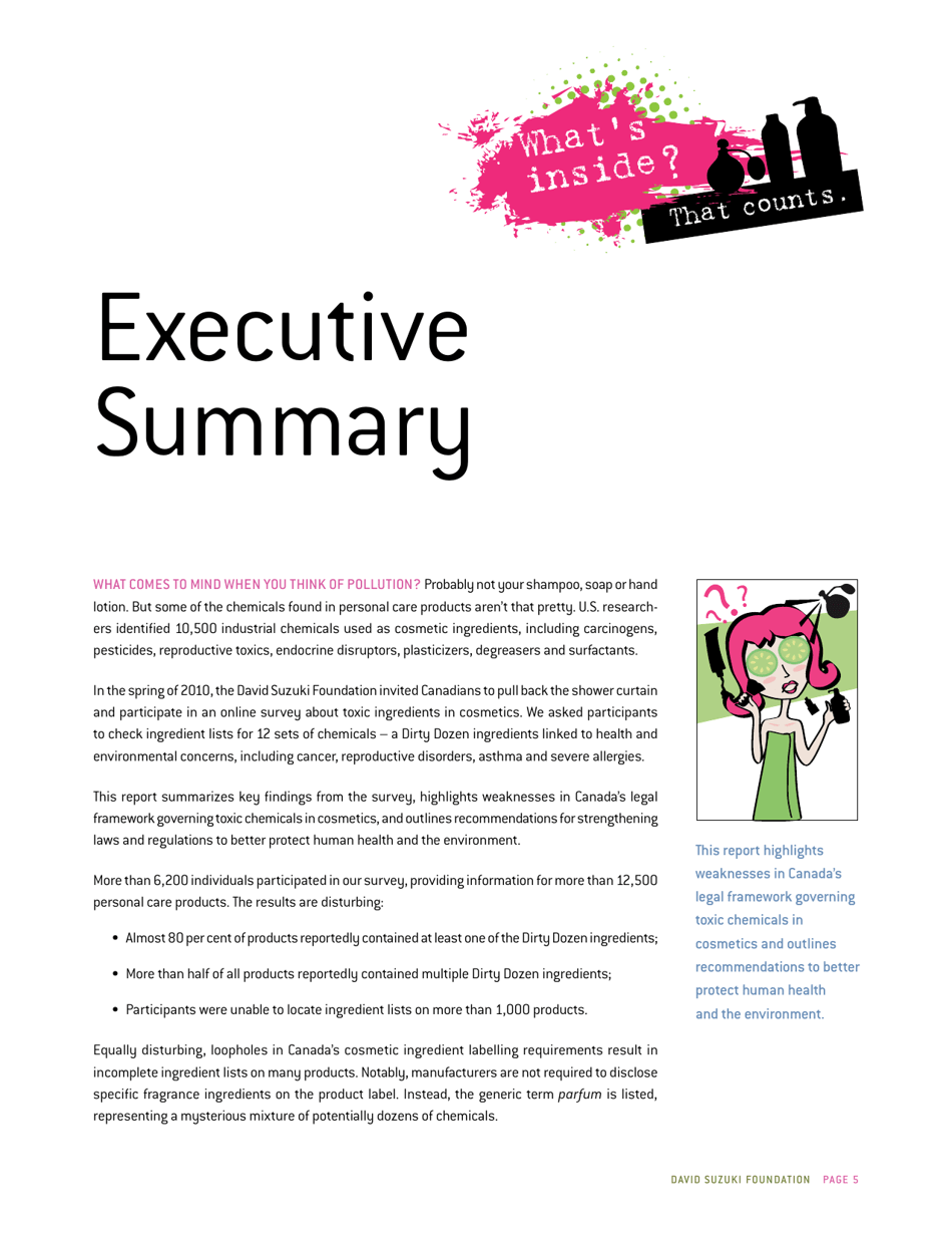 Whats Inside? That Counts a Survey of Toxic Ingredients in Our Cosmetics - David Suzuki Foundation, Page 5