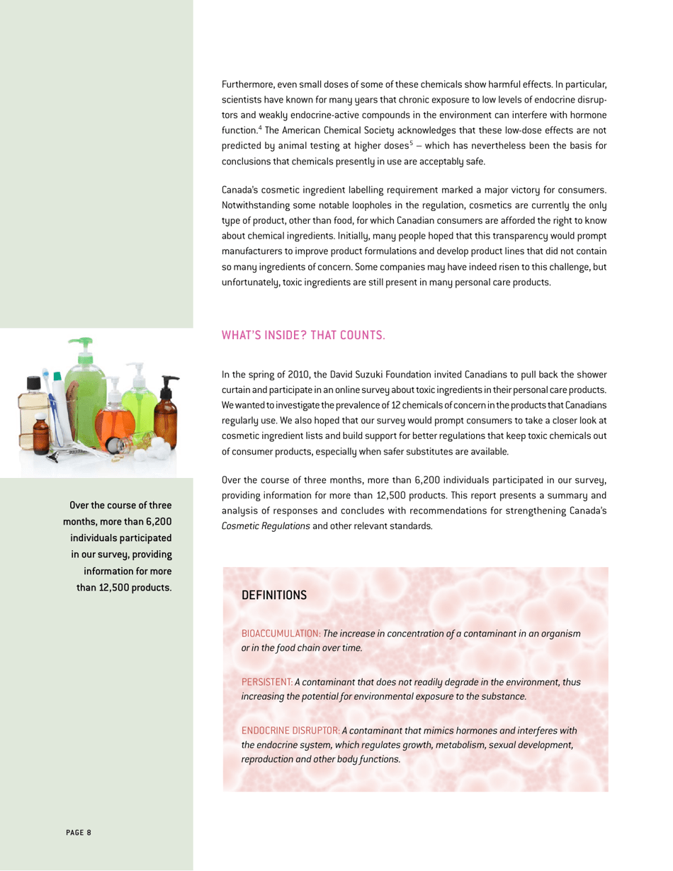 Whats Inside? That Counts a Survey of Toxic Ingredients in Our Cosmetics - David Suzuki Foundation, Page 8