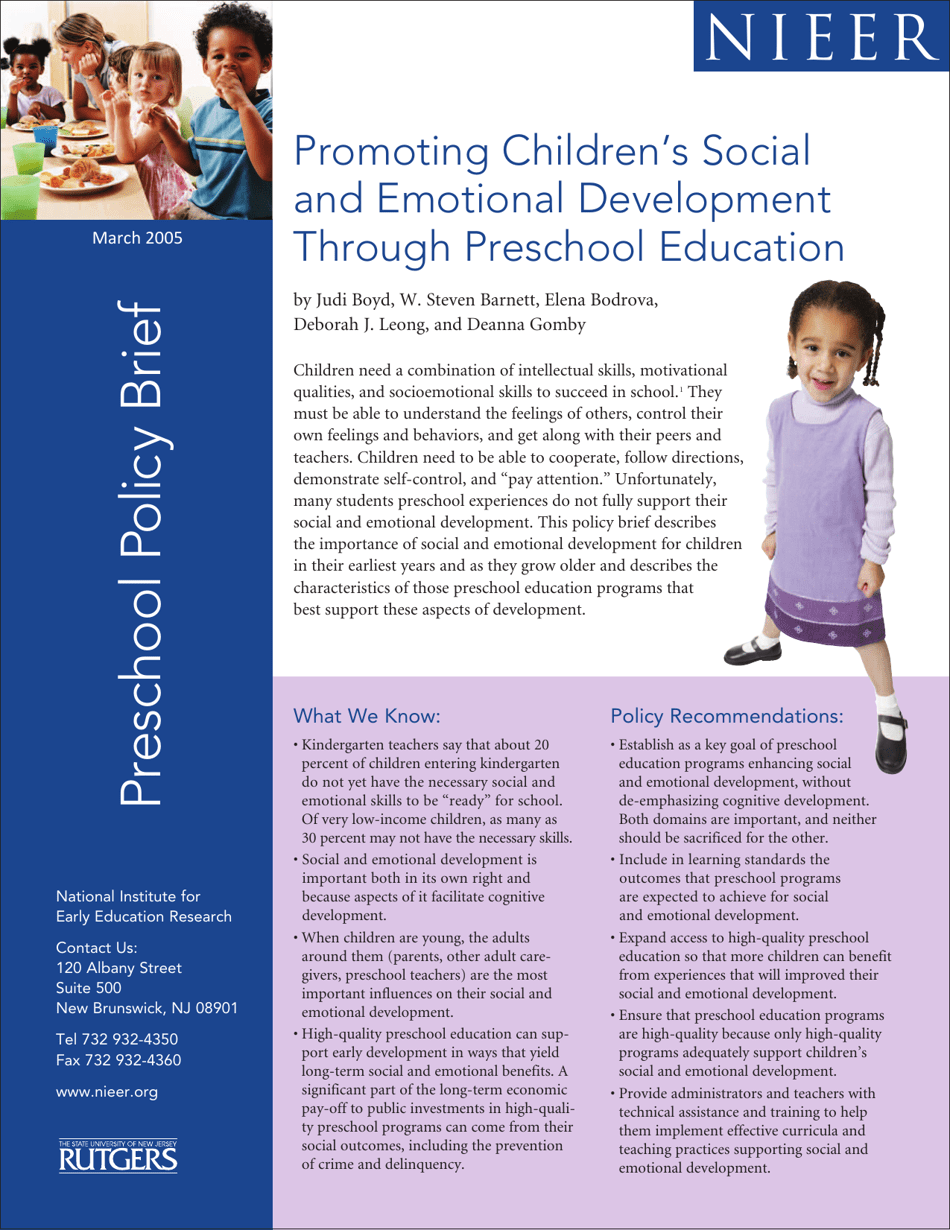 Promoting Children's Social and Emotional Development through Preschool Education - Front Cover
