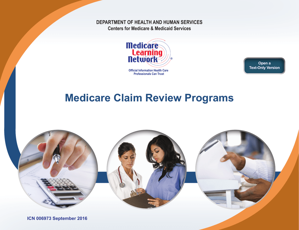 Form ICN006973 Medicare Claim Review Programs, Page 1