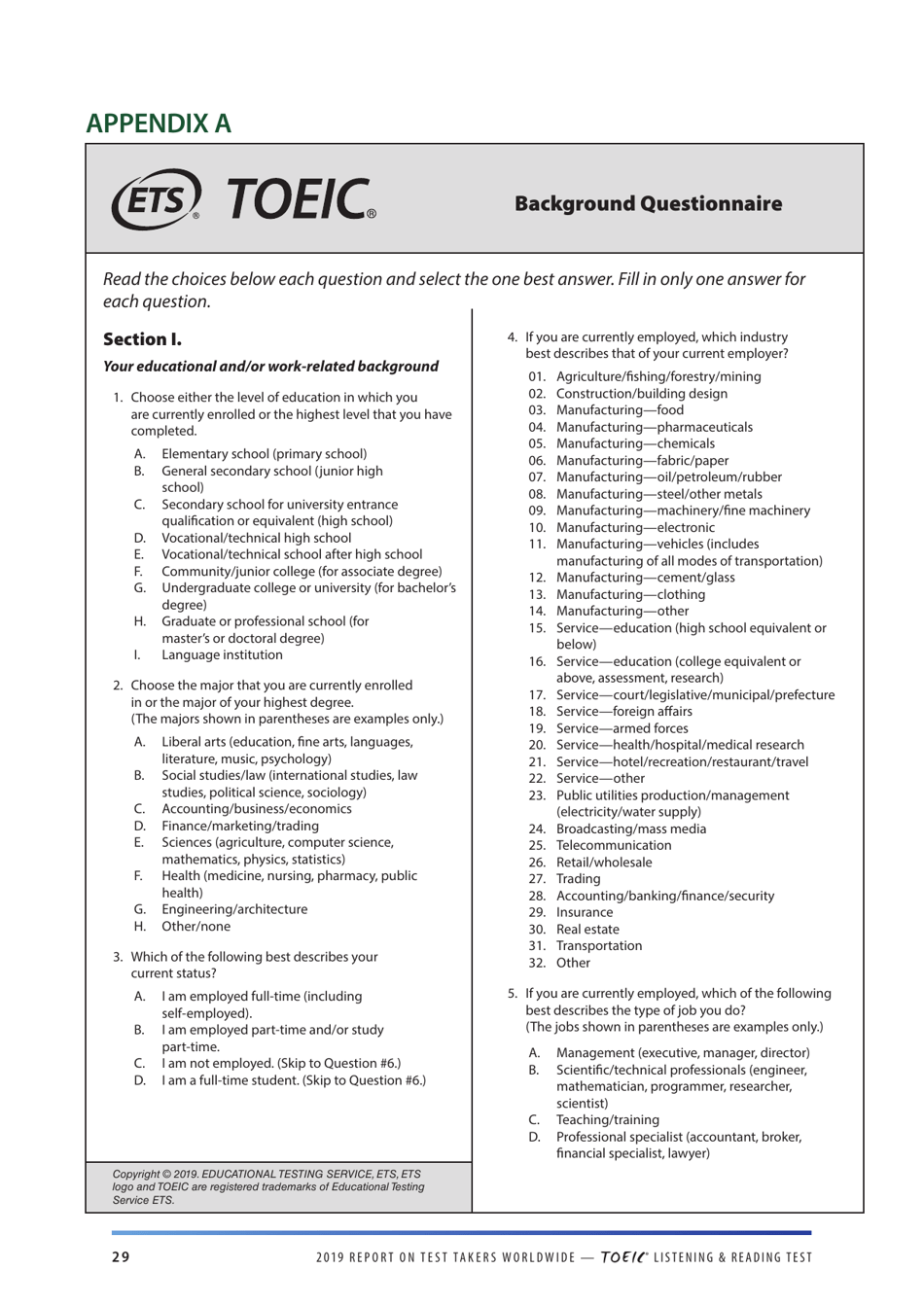 Report on Test Takers Worldwide: the Toeic Listening and Reading Test, Page 30