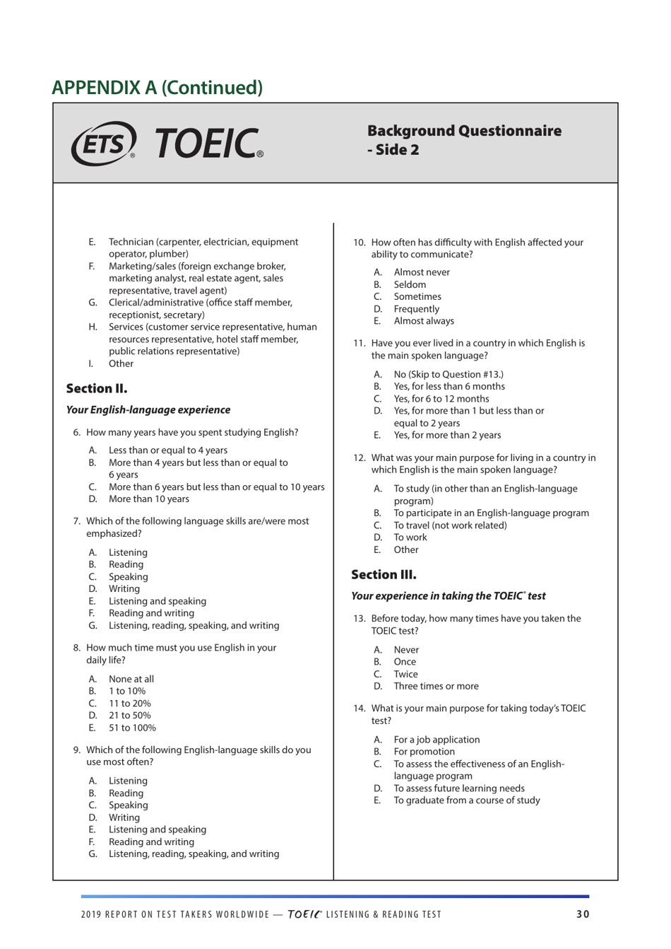 Report on Test Takers Worldwide: the Toeic Listening and Reading Test, Page 31