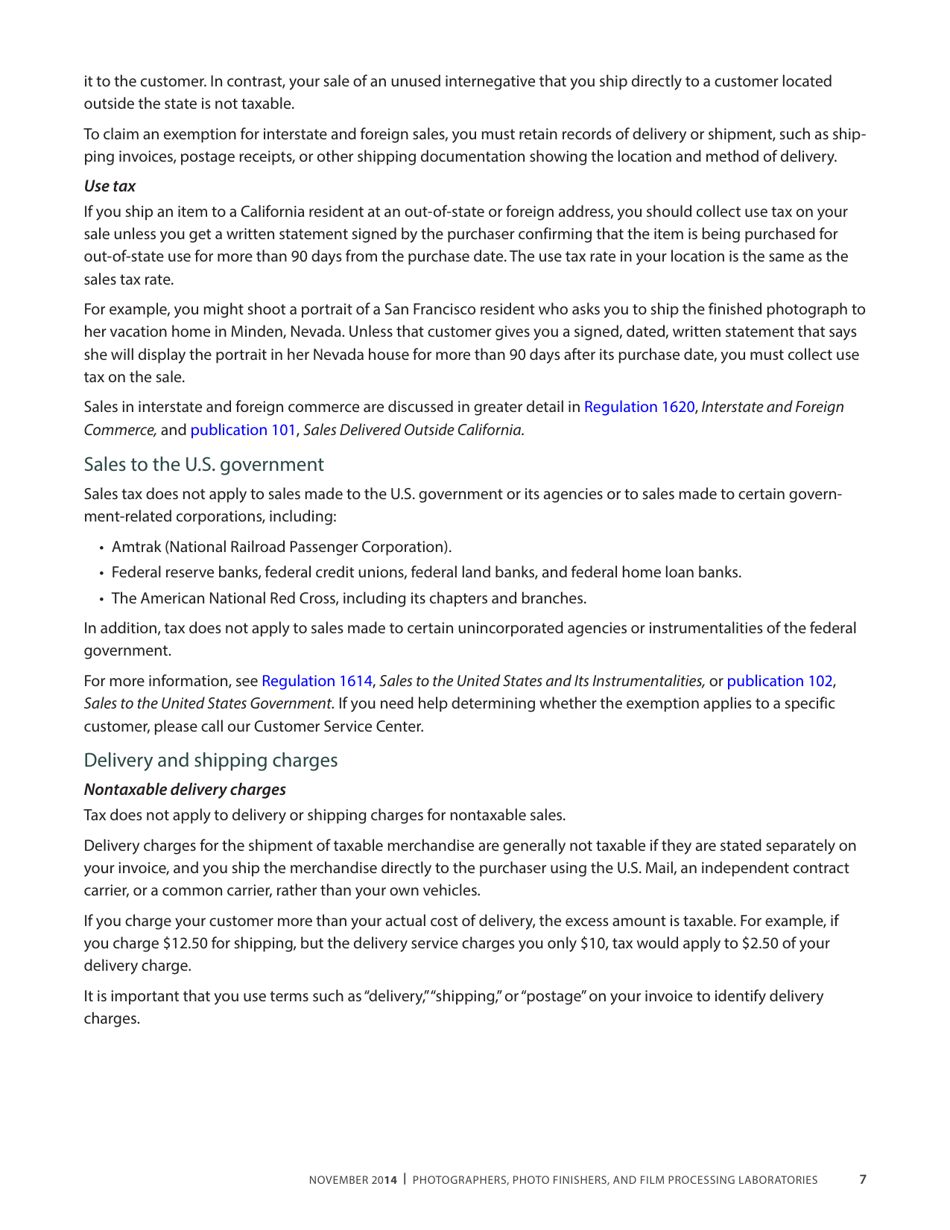 Publication 68 - Tax Tips for Photographer, Photo Finishers, and Film Processing Laboratories - California, Page 10