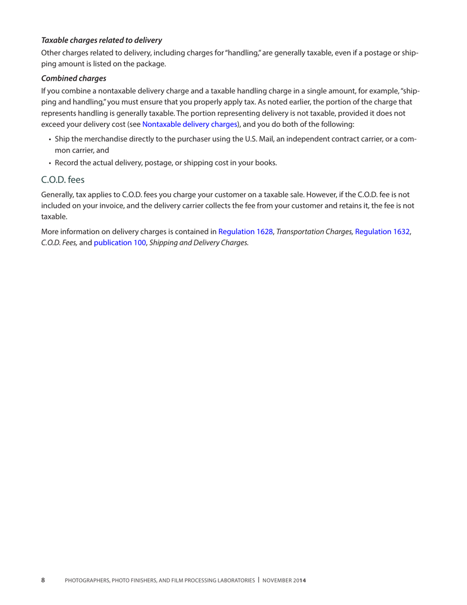 Publication 68 - Tax Tips for Photographer, Photo Finishers, and Film Processing Laboratories - California, Page 11