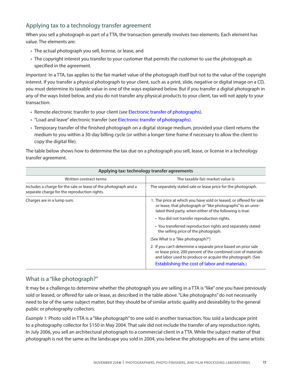 Publication 68 - Tax Tips for Photographer, Photo Finishers, and Film Processing Laboratories - California, Page 14