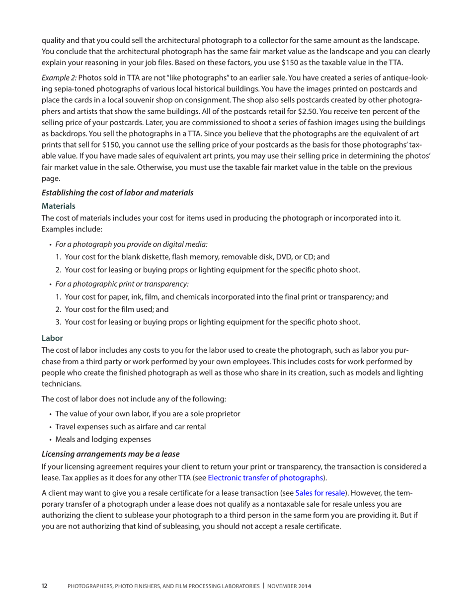 Publication 68 - Tax Tips for Photographer, Photo Finishers, and Film Processing Laboratories - California, Page 15