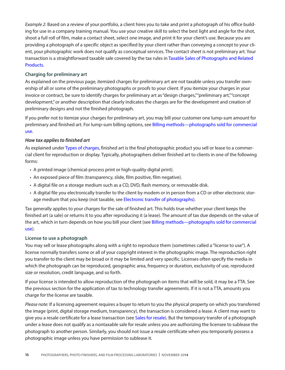 Publication 68 - Tax Tips for Photographer, Photo Finishers, and Film Processing Laboratories - California, Page 19