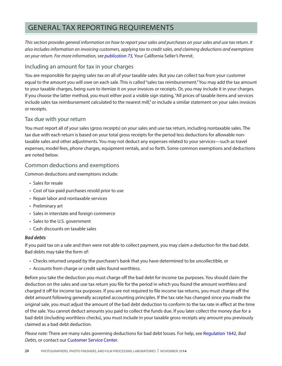 Publication 68 - Tax Tips for Photographer, Photo Finishers, and Film Processing Laboratories - California, Page 27