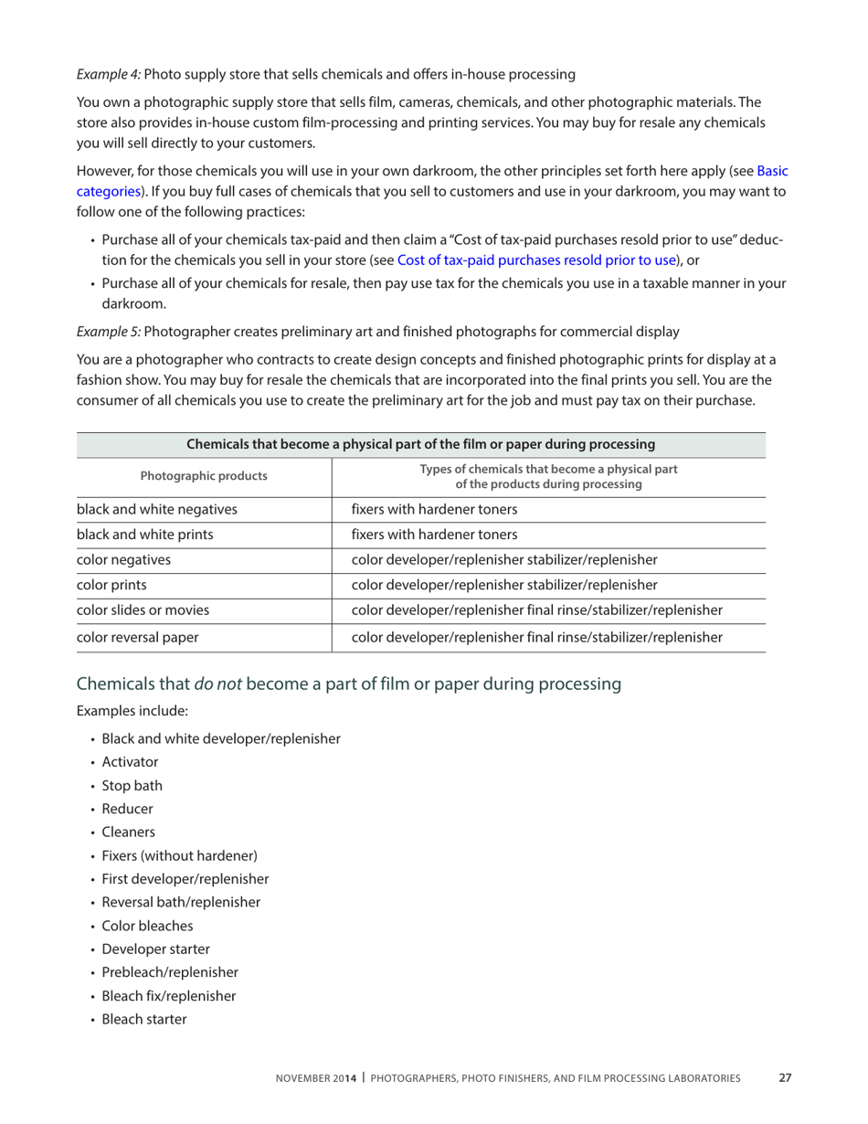 Publication 68 - Tax Tips for Photographer, Photo Finishers, and Film Processing Laboratories - California, Page 30