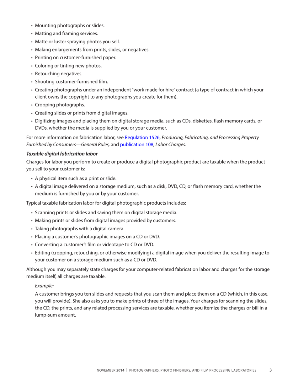 Publication 68 - Tax Tips for Photographer, Photo Finishers, and Film Processing Laboratories - California, Page 6
