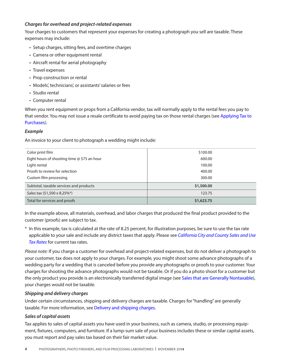 Publication 68 - Tax Tips for Photographer, Photo Finishers, and Film Processing Laboratories - California, Page 7