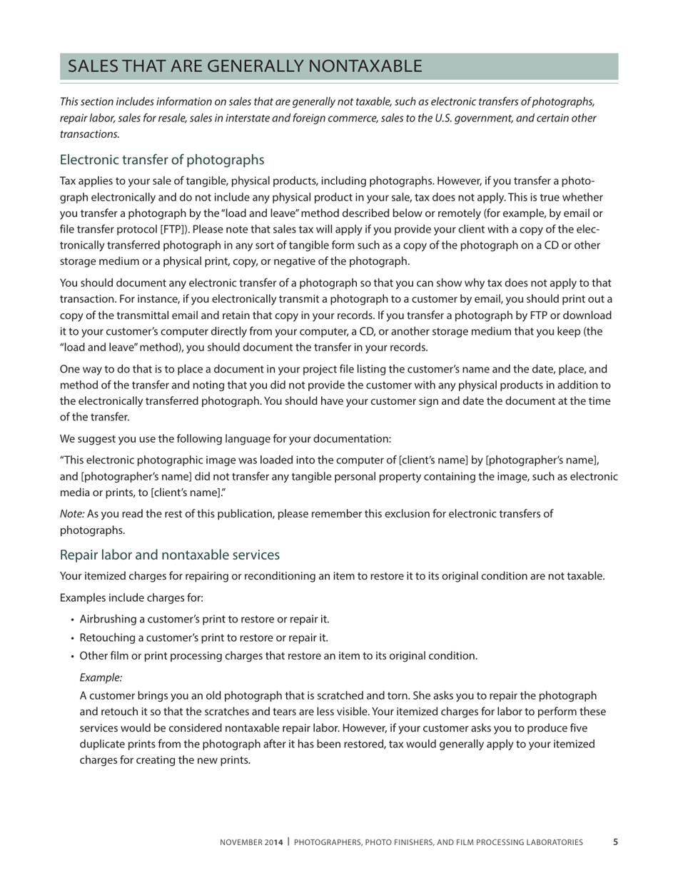 Publication 68 - Tax Tips for Photographer, Photo Finishers, and Film Processing Laboratories - California, Page 8