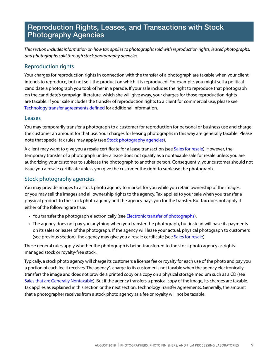 Publication 68 - Tax Tips for Photographer, Photo Finishers, and Film Processing Laboratories - California, Page 12