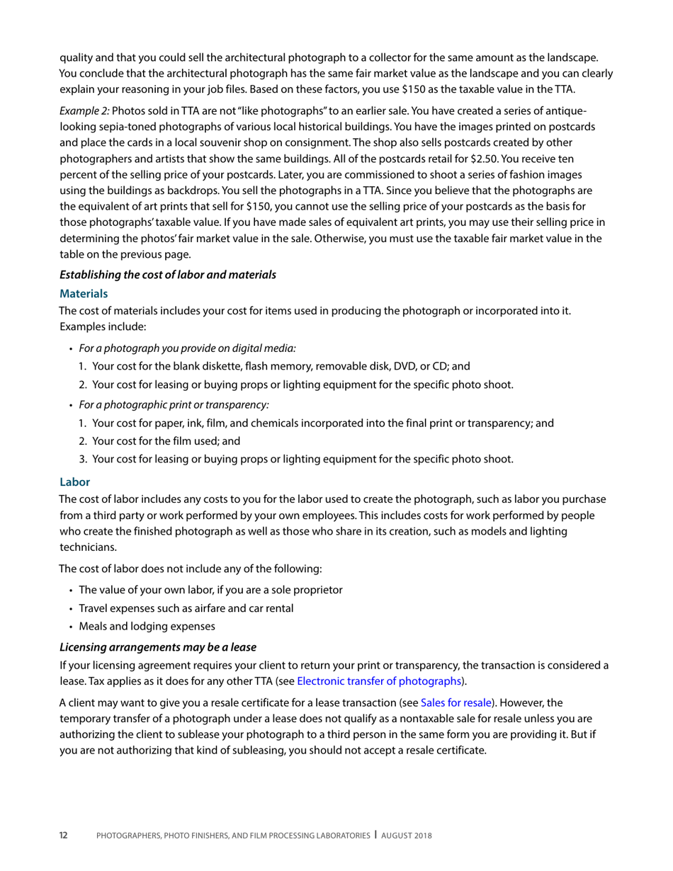 Publication 68 - Tax Tips for Photographer, Photo Finishers, and Film Processing Laboratories - California, Page 15
