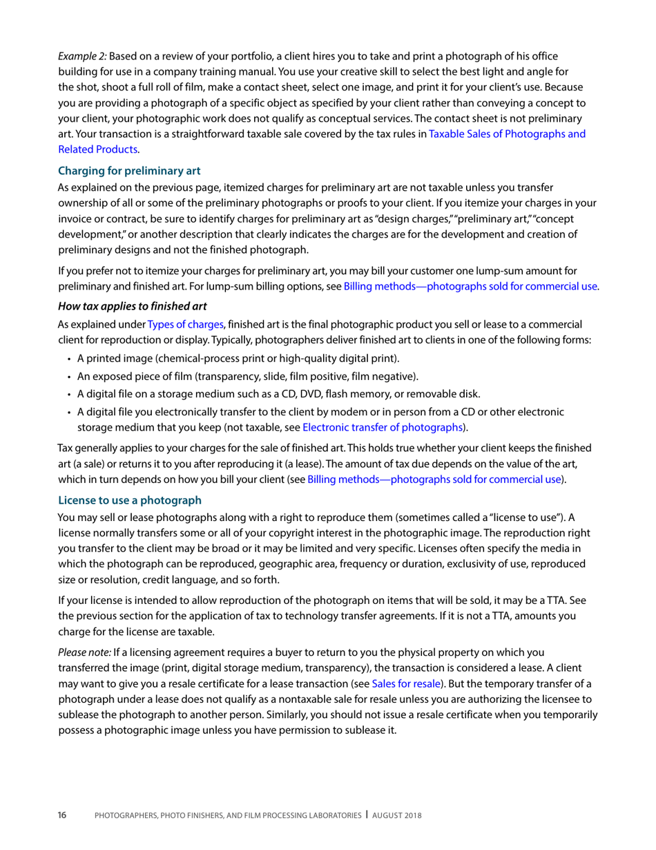 Publication 68 - Tax Tips for Photographer, Photo Finishers, and Film Processing Laboratories - California, Page 19