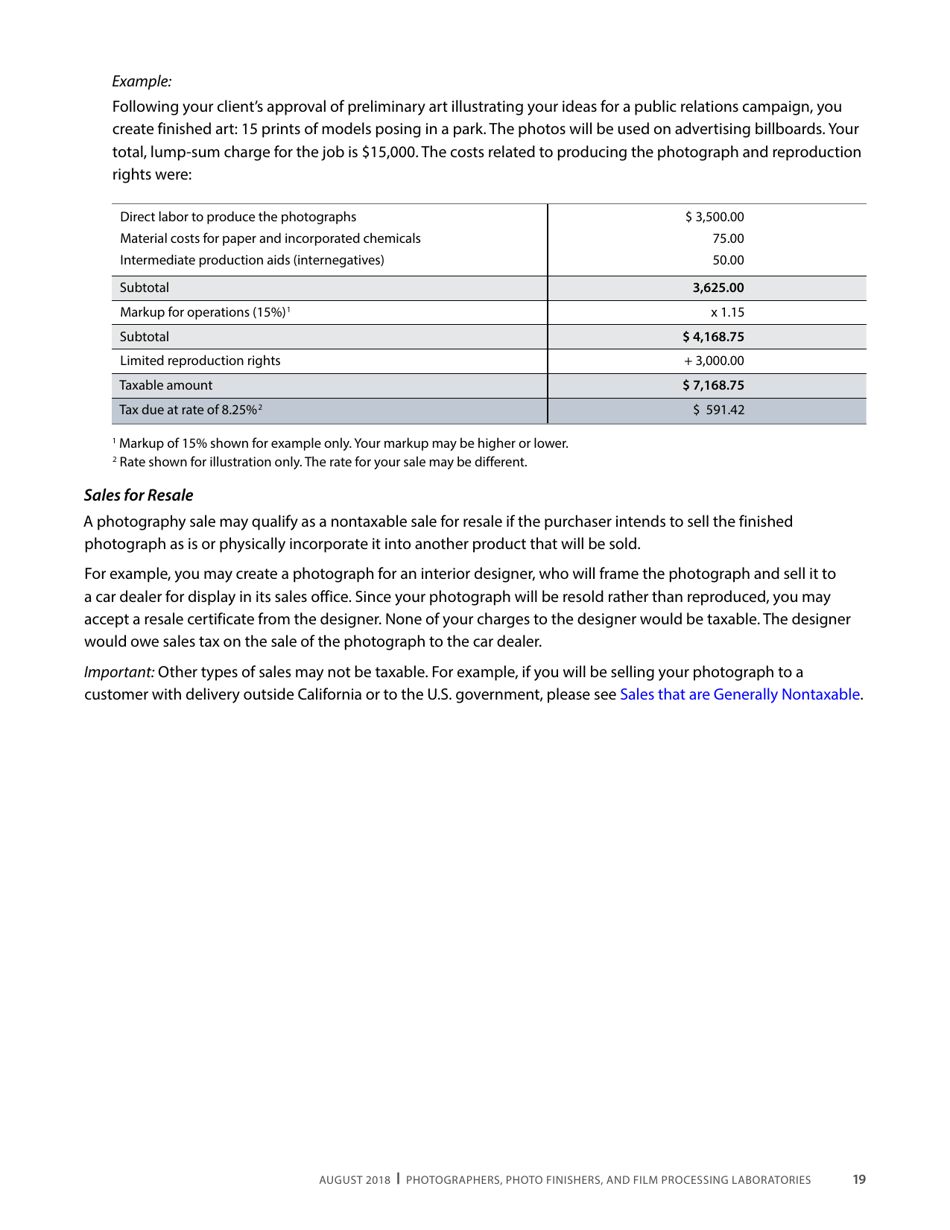 Publication 68 - Tax Tips for Photographer, Photo Finishers, and Film Processing Laboratories - California, Page 22