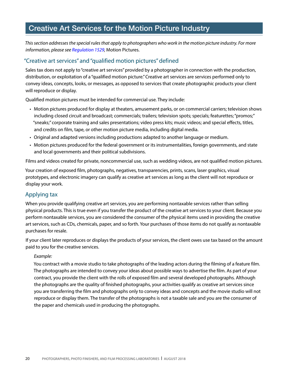 Publication 68 - Tax Tips for Photographer, Photo Finishers, and Film Processing Laboratories - California, Page 23