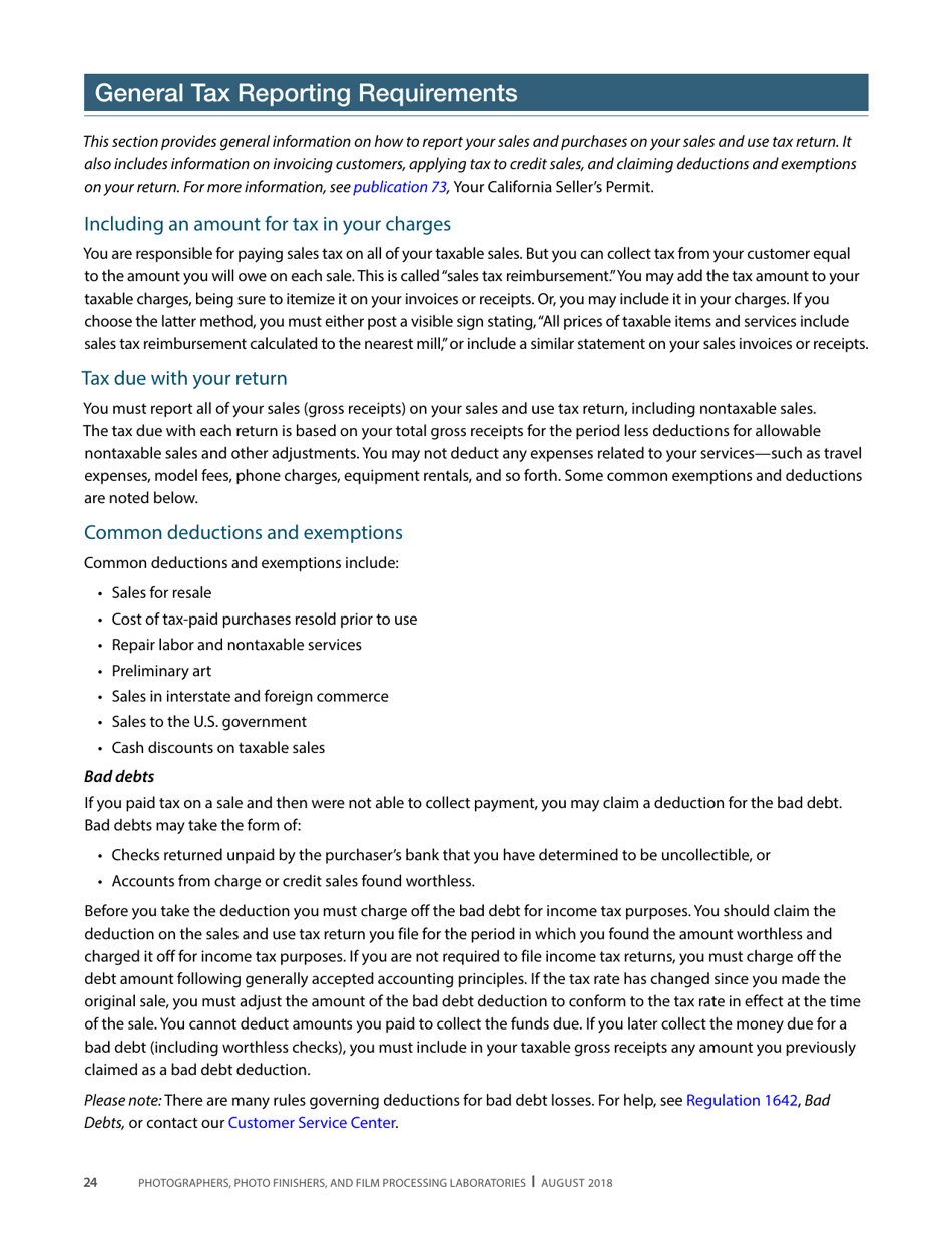 Publication 68 - Tax Tips for Photographer, Photo Finishers, and Film Processing Laboratories - California, Page 27