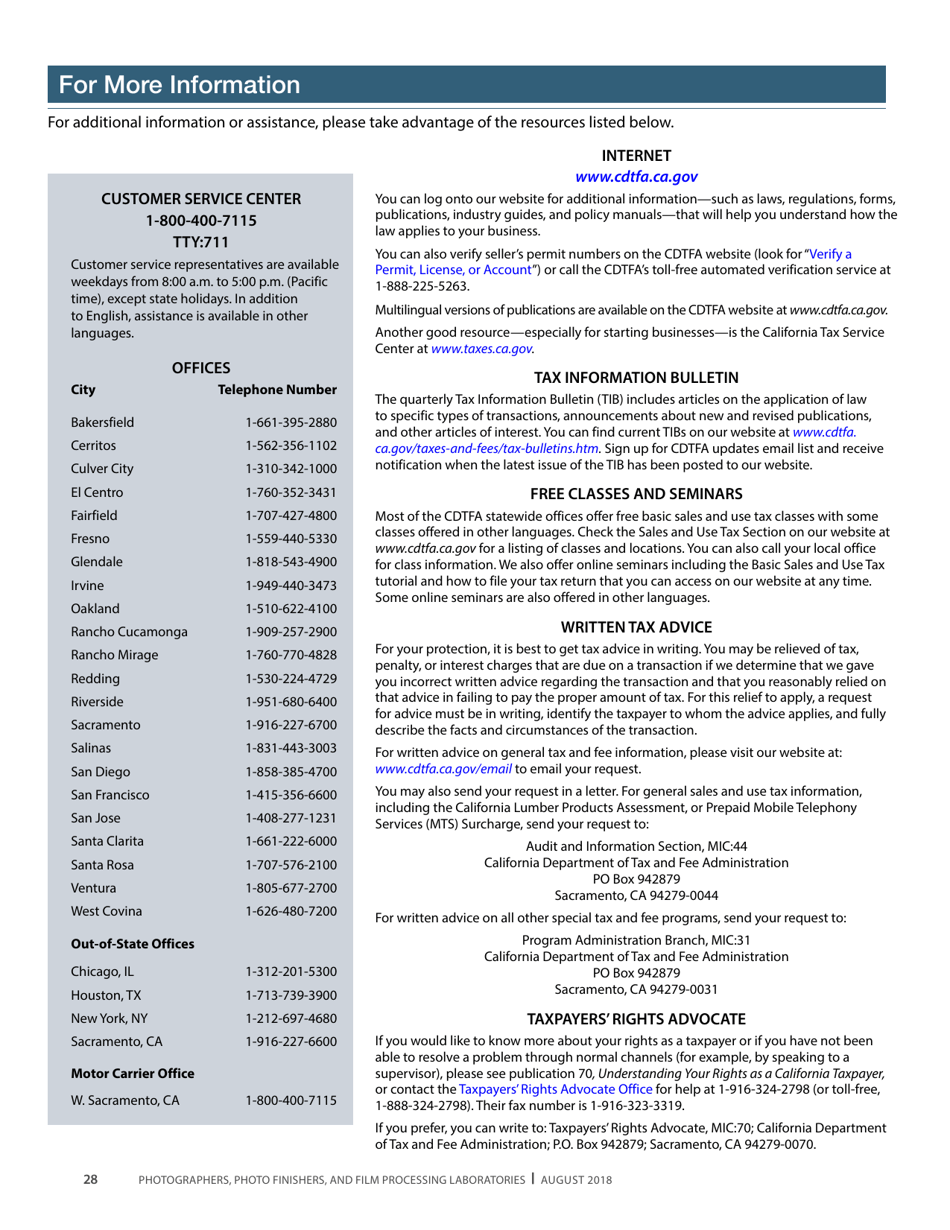 Publication 68 - Tax Tips for Photographer, Photo Finishers, and Film Processing Laboratories - California, Page 31