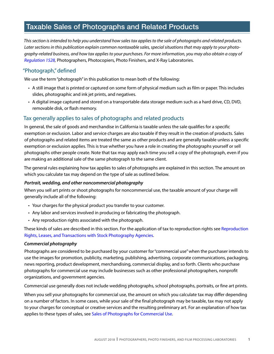Publication 68 - Tax Tips for Photographer, Photo Finishers, and Film Processing Laboratories - California, Page 4
