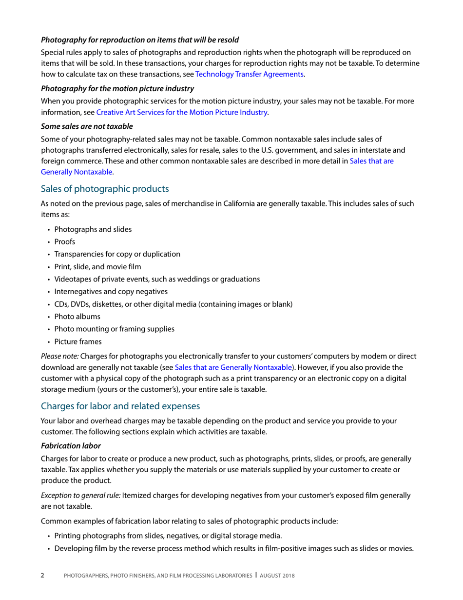 Publication 68 - Tax Tips for Photographer, Photo Finishers, and Film Processing Laboratories - California, Page 5