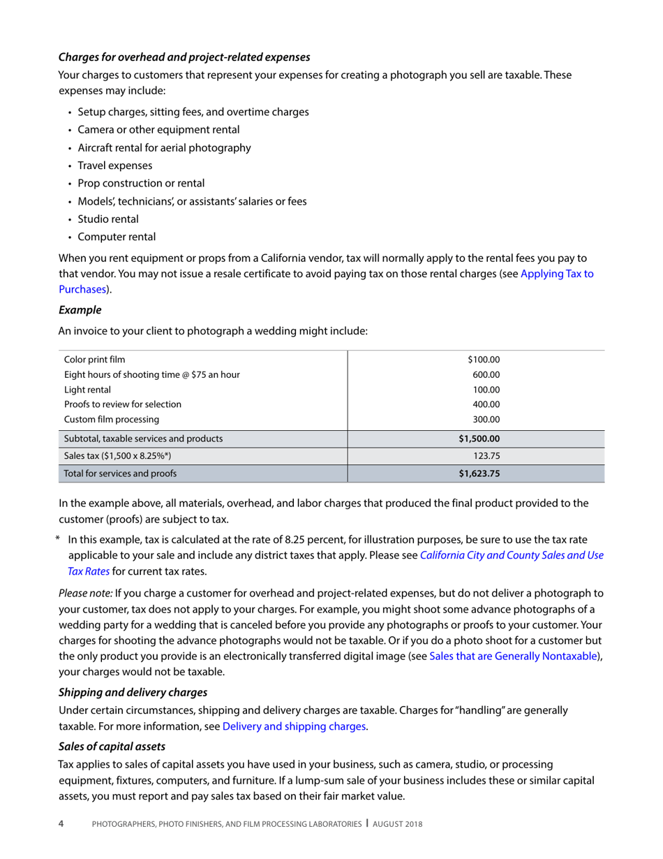 Publication 68 - Tax Tips for Photographer, Photo Finishers, and Film Processing Laboratories - California, Page 7