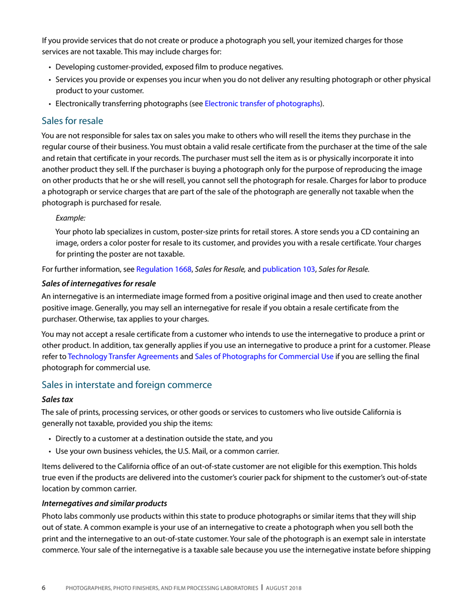 Publication 68 - Tax Tips for Photographer, Photo Finishers, and Film Processing Laboratories - California, Page 9