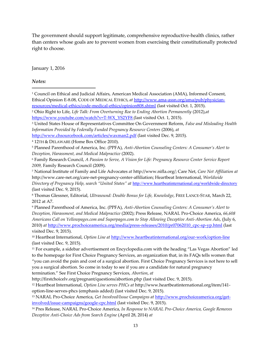 The Truth About Crisis Pregnancy Centers - Naral Pro-Choice America, Page 13