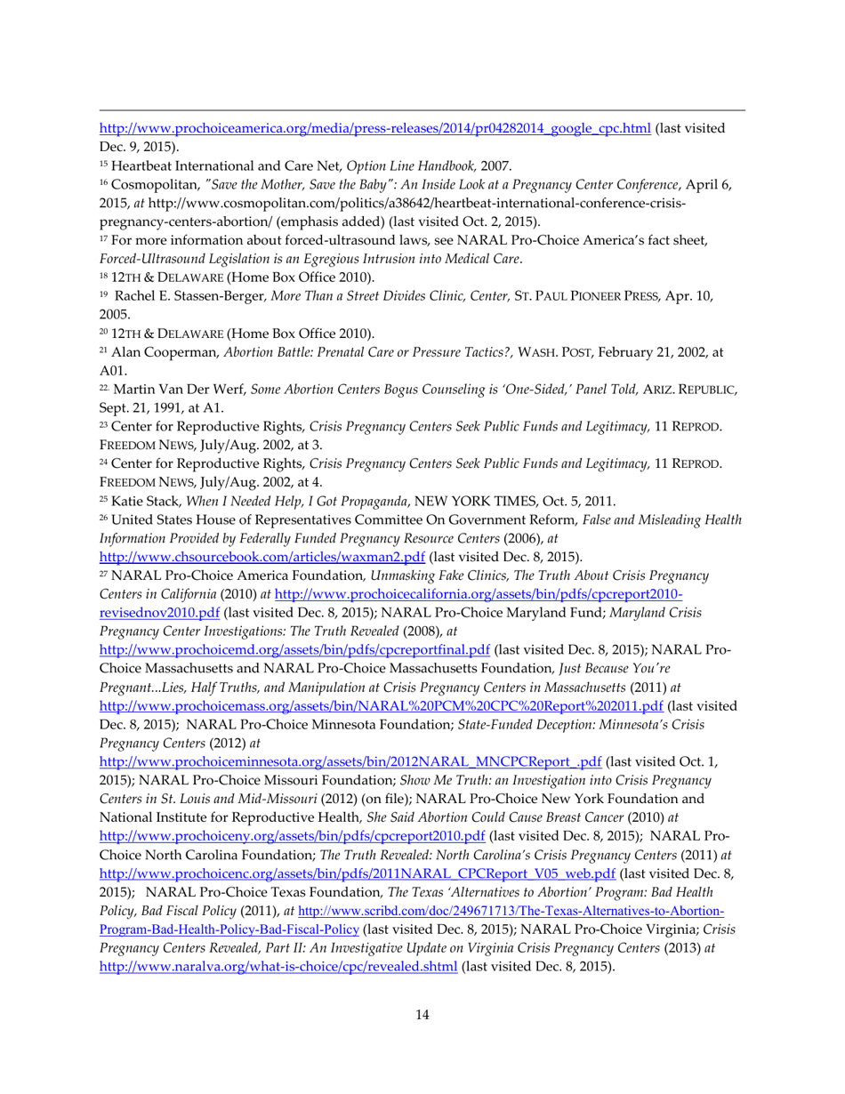 The Truth About Crisis Pregnancy Centers - Naral Pro-Choice America, Page 14