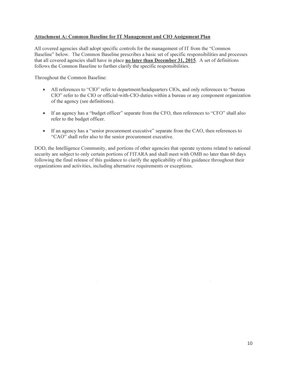 M-15-14 - Memorandum for Heads of Executive Departments and Agencies (Management and Oversight of Federal Information Technology), Page 10