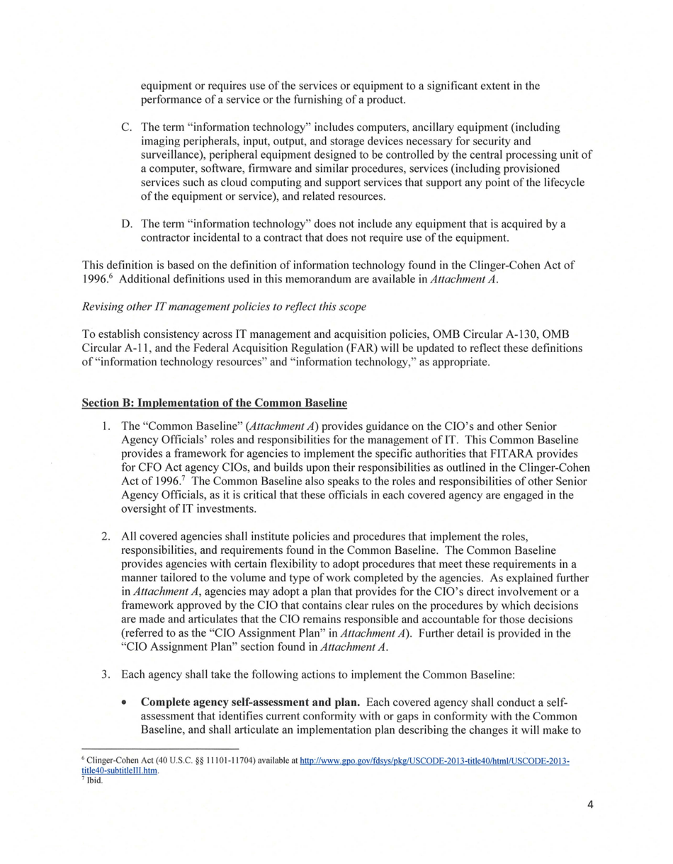 M-15-14 - Memorandum for Heads of Executive Departments and Agencies (Management and Oversight of Federal Information Technology), Page 4