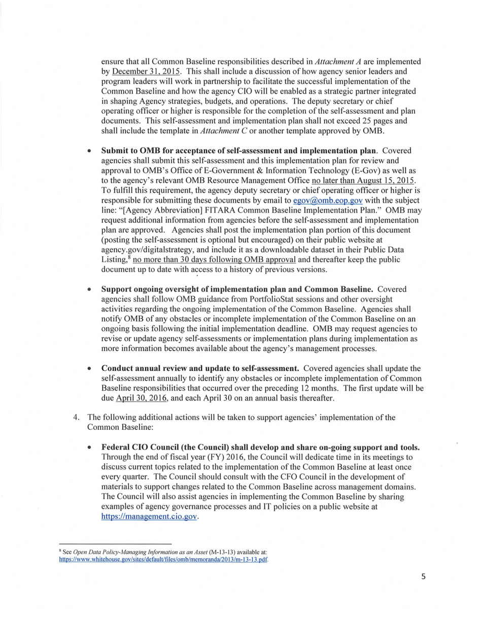 M-15-14 - Memorandum for Heads of Executive Departments and Agencies (Management and Oversight of Federal Information Technology), Page 5