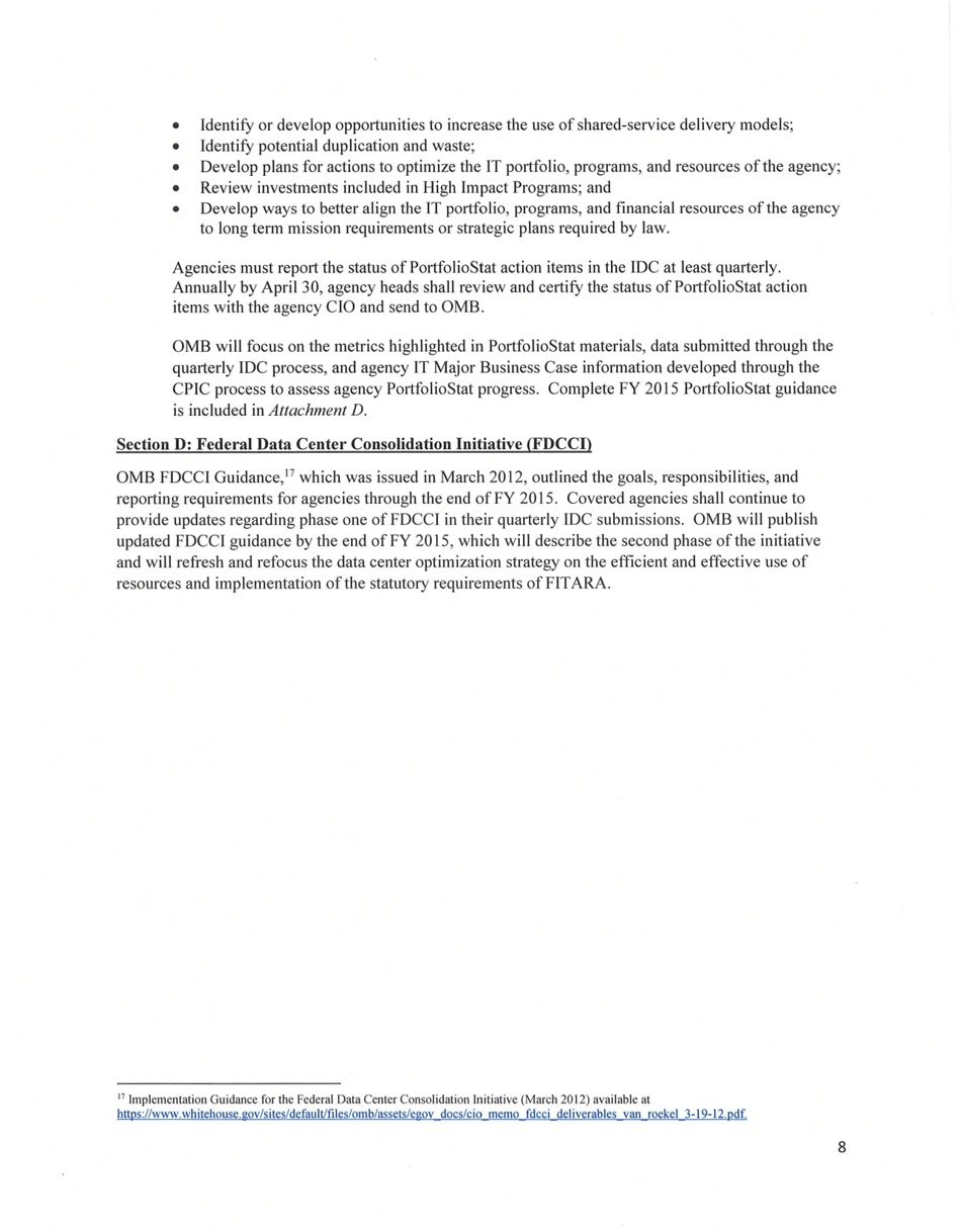 M-15-14 - Memorandum for Heads of Executive Departments and Agencies (Management and Oversight of Federal Information Technology), Page 8