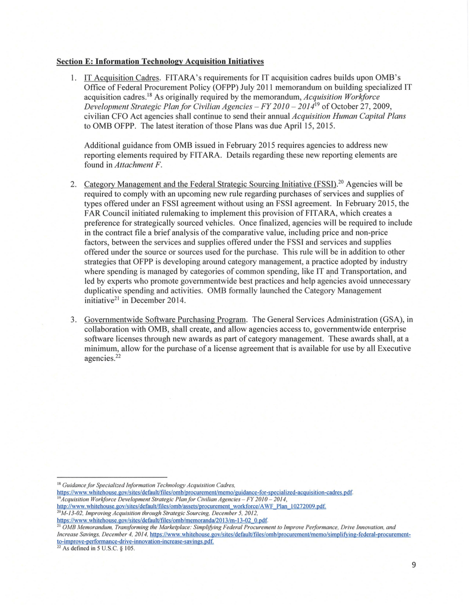 M-15-14 - Memorandum for Heads of Executive Departments and Agencies (Management and Oversight of Federal Information Technology), Page 9