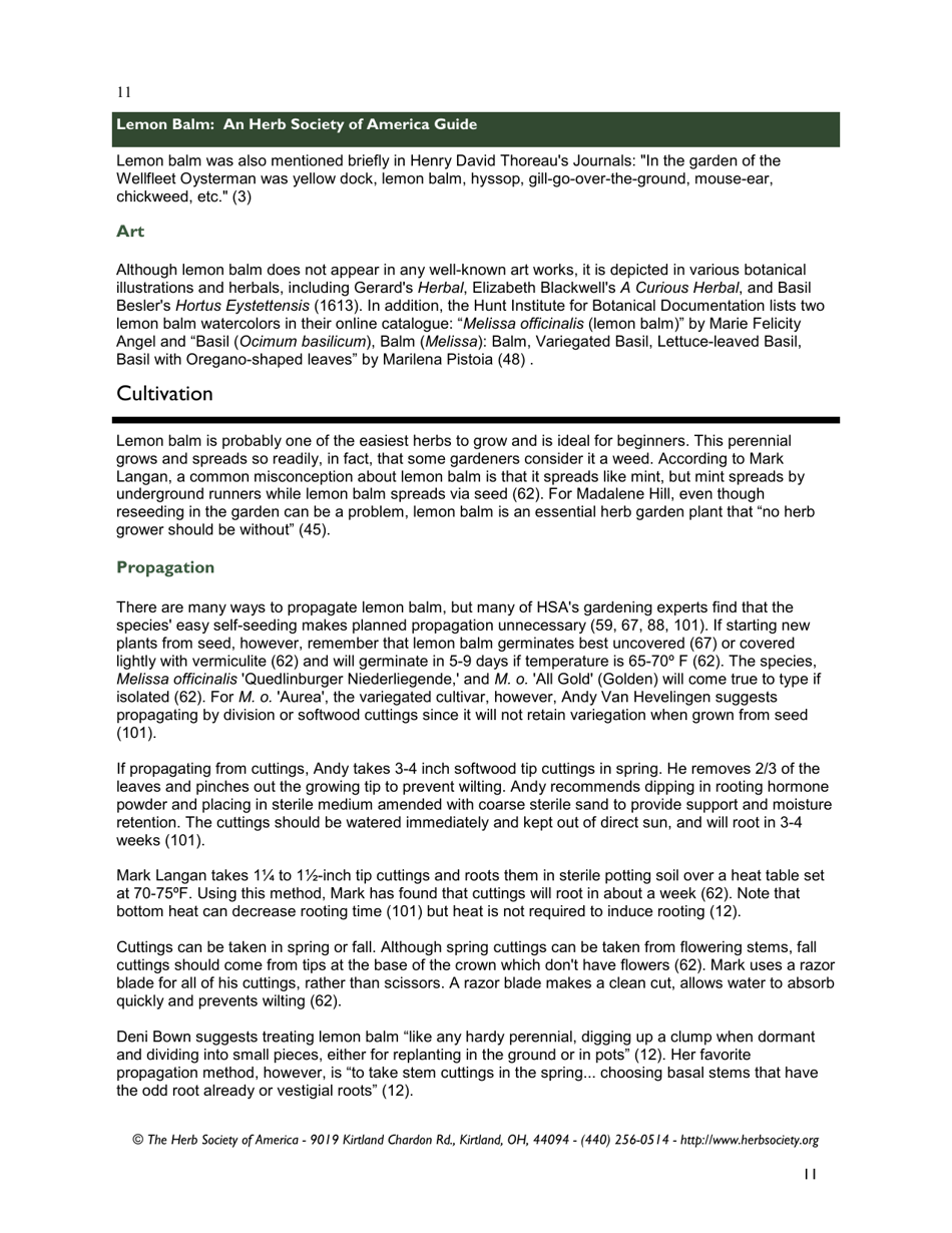 Lemon Balm: an Herb Society of America Guide, Page 11