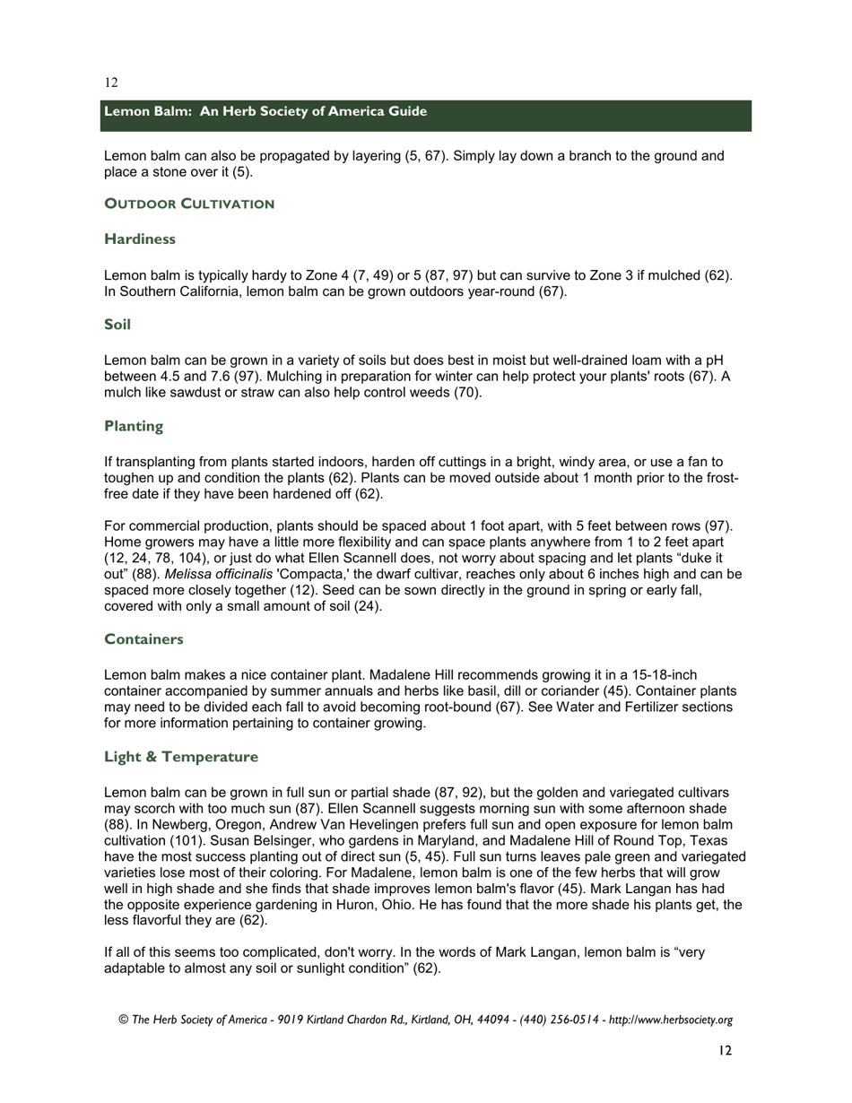 Lemon Balm: an Herb Society of America Guide, Page 12