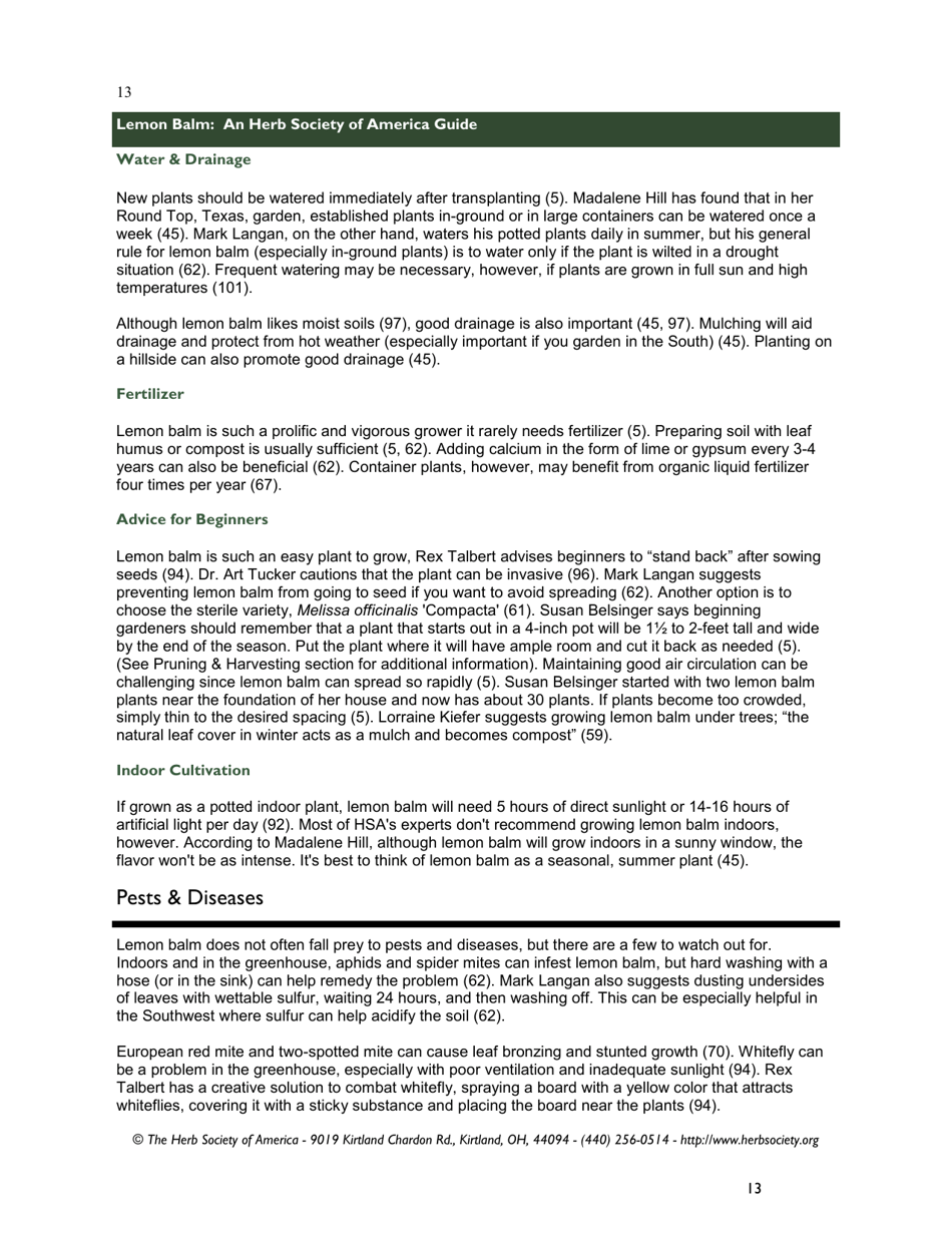 Lemon Balm: an Herb Society of America Guide, Page 13