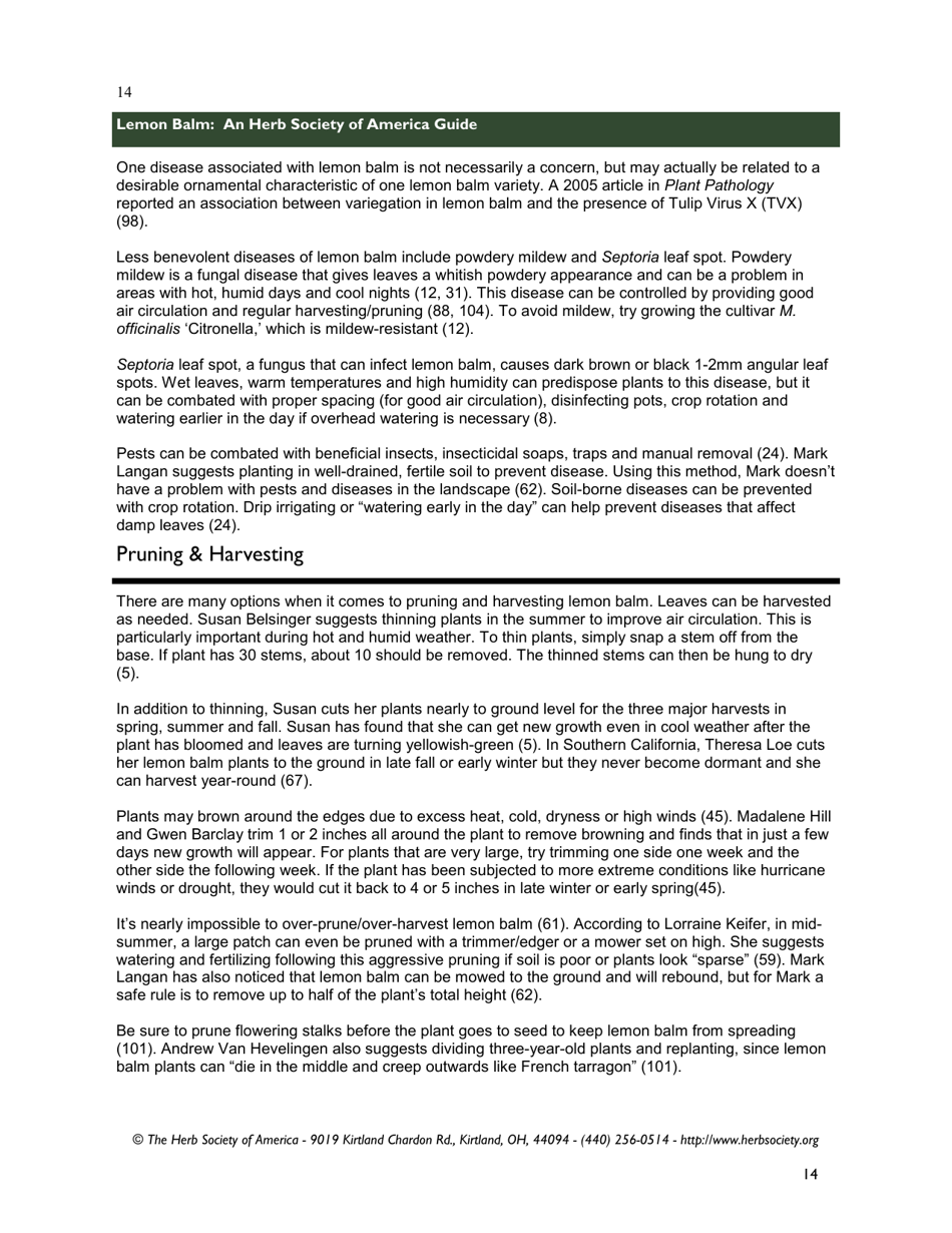 Lemon Balm: an Herb Society of America Guide, Page 14