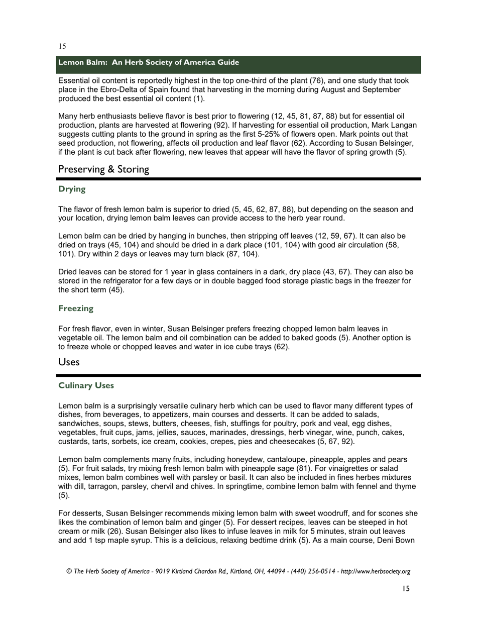 Lemon Balm: an Herb Society of America Guide, Page 15
