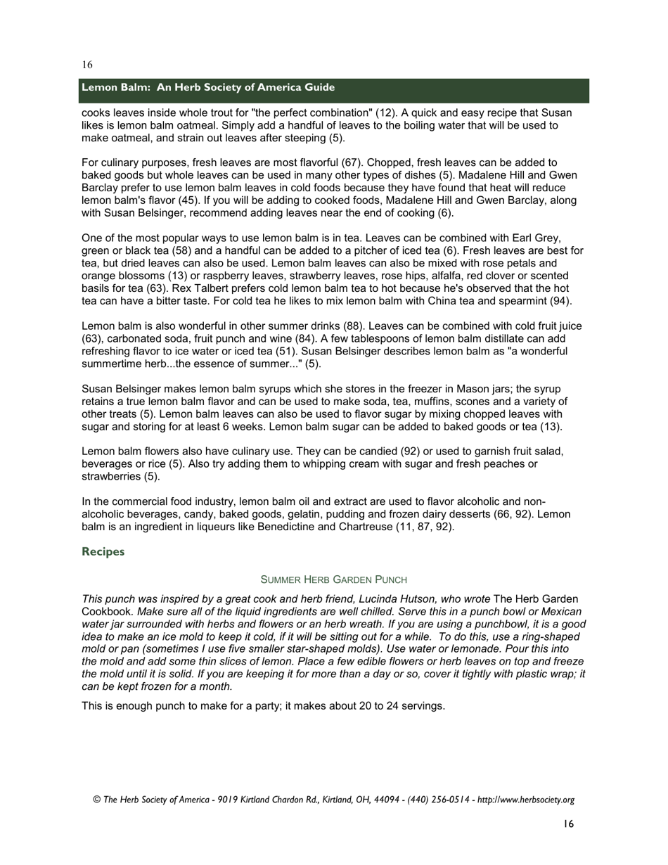 Lemon Balm: an Herb Society of America Guide, Page 16