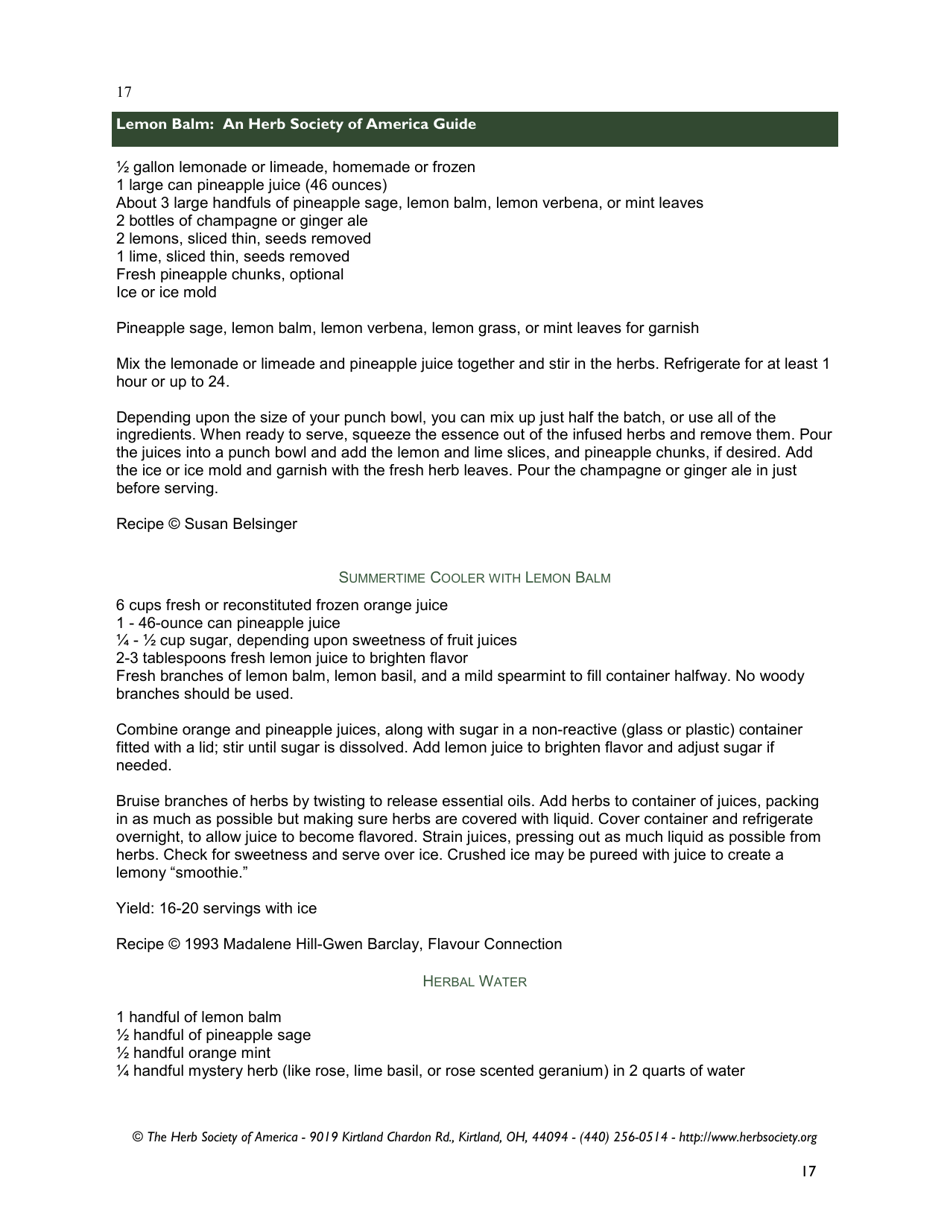 Lemon Balm: an Herb Society of America Guide, Page 17