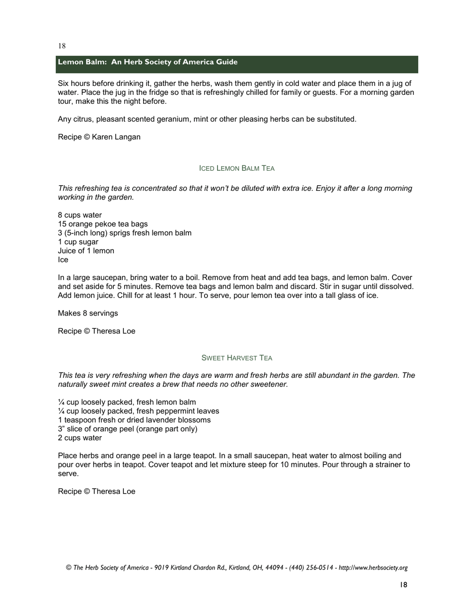 Lemon Balm: an Herb Society of America Guide, Page 18